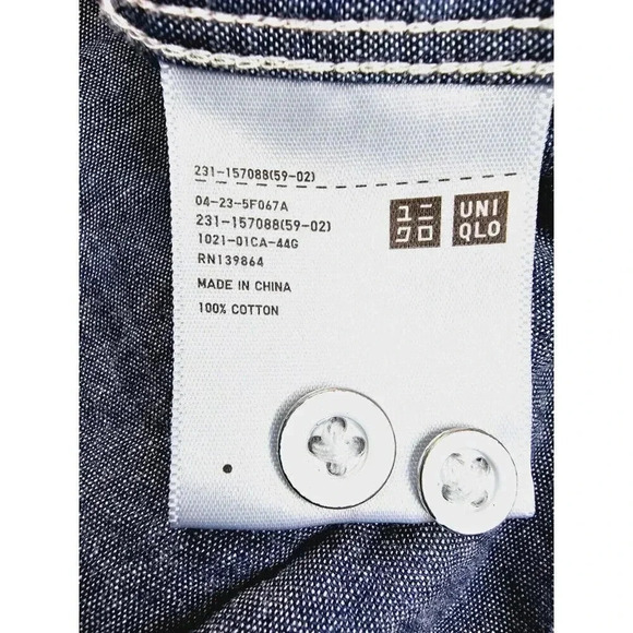 Uniqlo Size Small Women's Charcoal Blue Denim Style Long Sleeve Cotton Shirt - Picture 6 of 9